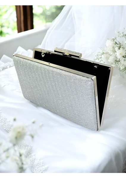 Gümüş Gri Lame Renk Taş Sim Dökülmeyen Sim Kadın Abiye Çanta Düğün Nişan Mezuniyet modelleri