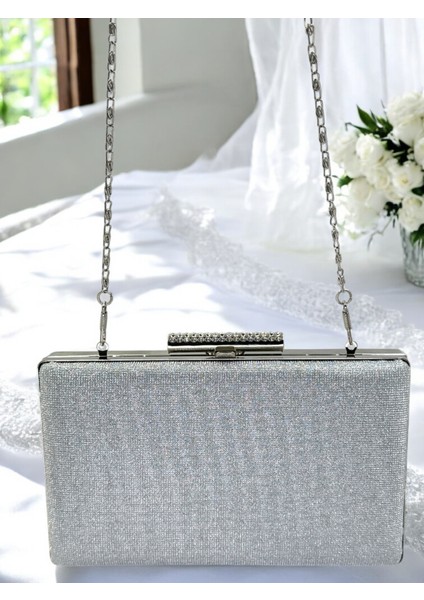 Gümüş Gri Lame Renk Taş Sim Dökülmeyen Sim Kadın Abiye Çanta Düğün Nişan Mezuniyet fırsatları