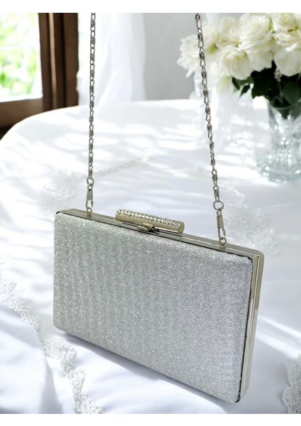 Gümüş Gri Lame Renk Taş Sim Dökülmeyen Sim Kadın Abiye Çanta Düğün Nişan Mezuniyet indirimleri