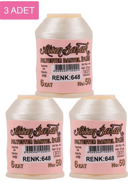 3 Adet Altınbaşak Oya ve Dantel Ipi 20 gr - Royaleks - No: 648