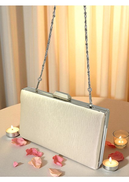 Ten Nude Renk Suyolu Desenli Saten Kadın Abiye Çanta Düğün Nişan Mezuniyet indirimleri