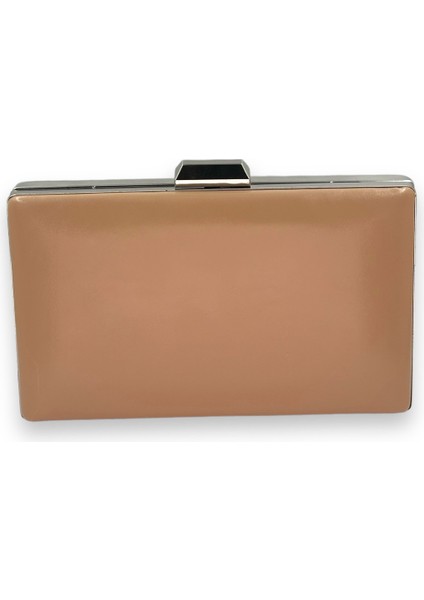 Nude Renk Cilt Deri Mat Deri Abiye Çanta Gece Çantası Düğün Nişan Kına