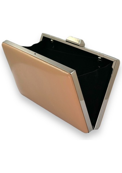 Nude Renk Cilt Deri Mat Deri Abiye Çanta Gece Çantası Düğün Nişan Kına modelleri