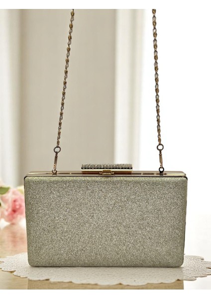 Altın Gold Dore Simleri Dökülmeyen Ithal Kumsim Metal Saplı Kadın Abiye Çanta Düğün Nişan Mezuniyet fırsatları