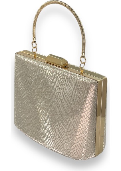 Altın Gold Dore Renk Lazer Desen Büyük Boy Metal Saplı Zincir Askılı Abiye Çanta fiyatları