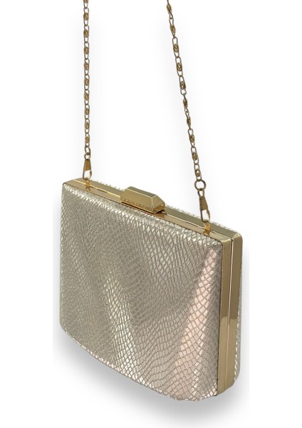 Altın Gold Dore Renk Lazer Desen Büyük Boy Metal Saplı Zincir Askılı Abiye Çanta fırsatları