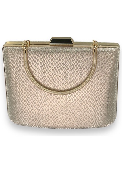 Altın Gold Dore Renk Lazer Desen Büyük Boy Metal Saplı Zincir Askılı Abiye Çanta indirimleri