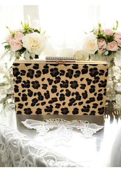 Tüylü Ithal Leopar Desenli Abiye Çanta Gece Çantası Düğün Nişan Mezuniyet fiyatları