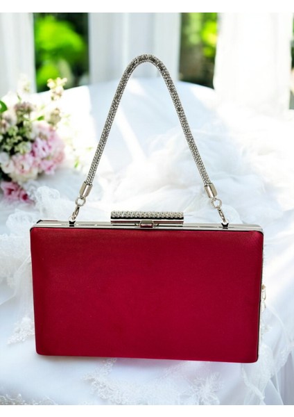 Bordo Kristal Taşlı Saten Taş Saplı Kadın Gece Çantası Abiye Çanta Düğün Nişan Mezuniyet fiyatları