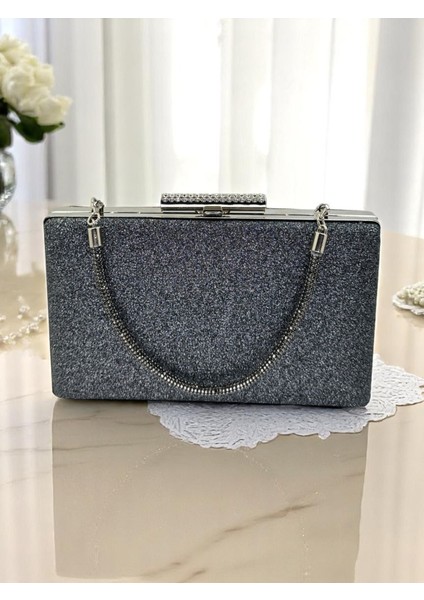 Platin Renk Simleri Dökülmeyen Ithal Kumsim Taş Saplı Kadın Abiye Çanta Düğün Nişan Mezuniyet fırsatları