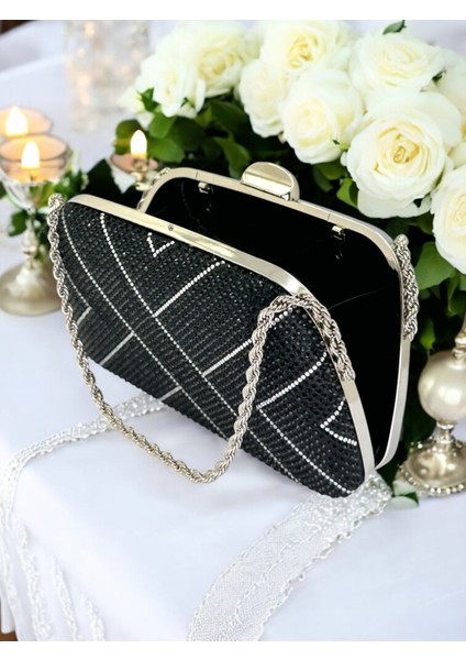 Siyah Renk Zincir Kulplu Kadın Abiye Çanta Mezuniyet Düğün Nişan fırsatları
