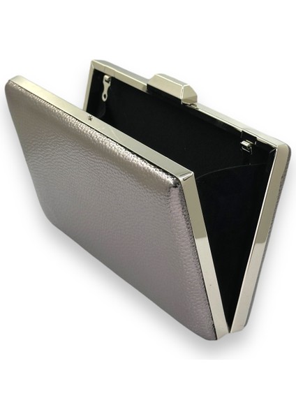 Metalik Gümüş Gri Lame Renk Zincir Askılı Abiye Çanta Düğün Nişan Mezuniyet modelleri