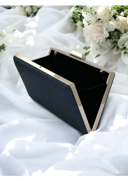 Lacivert Renk Kristal Taşlı Metal Saplı Abiye Çanta Düğün Nişan Kına Mezuniyet modelleri