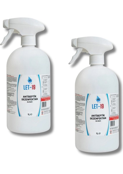 Let 19 1 Litre Alkolsüz Hipokloröz El-Yüz-Cilt Dezenfektanı 2 Adet (Sprey Kapaklı)