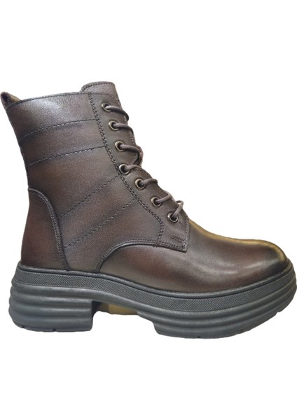 Bağcıklı Fermuarlı Kalın Taban Kaymaz Hakiki Deri Kadın Bot Z328 fiyatları