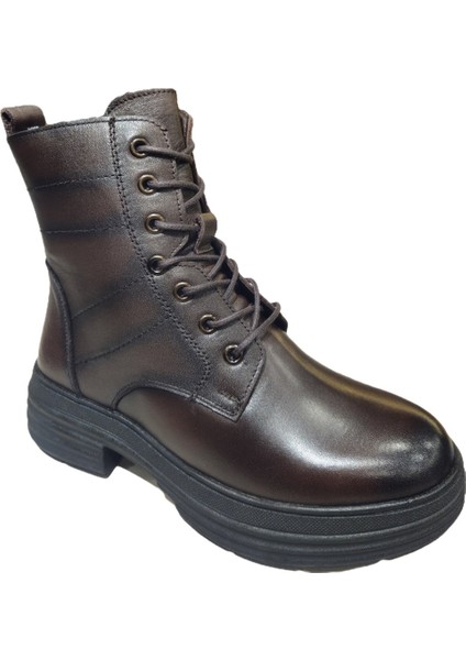 Bağcıklı Fermuarlı Kalın Taban Kaymaz Hakiki Deri Kadın Bot Z328 modelleri