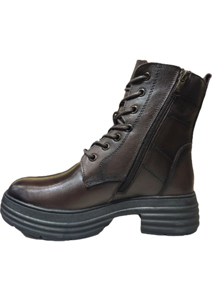Bağcıklı Fermuarlı Kalın Taban Kaymaz Hakiki Deri Kadın Bot Z328 fırsatları