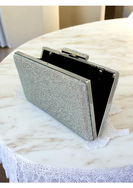 Gümüş Janjan Renk Iki Tarıfıda Komple Taşlı Kadın Abiye Çanta Düğün Nişan Mezuniyet modelleri