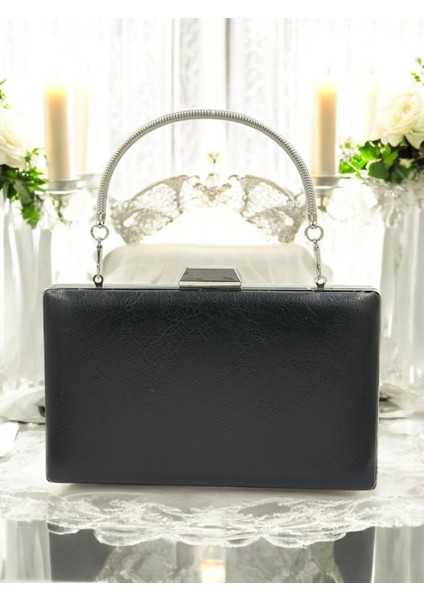 Siyah Kırışık Cilt Deri Metalik Renk Zincir Askılı Abiye Çanta Düğün Nişan Mezuniyet fiyatları