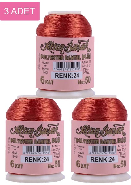 3 Adet Altınbaşak Oya ve Dantel Ipi 20 gr - Royaleks - No: 024