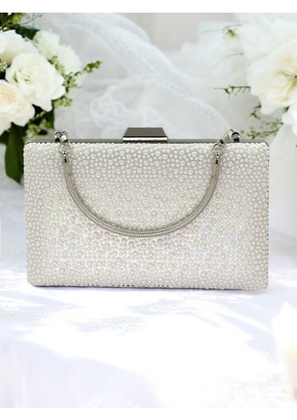 Porselen Inci Sedef Ekru Renk Metal Saplı Kristal Taşlı Abiye Çanta Düğün Nişan Kına Mezuniyet indirimleri
