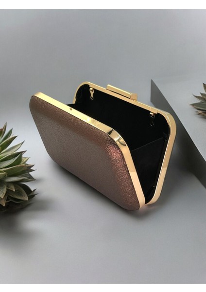 Bakır Renk Kristal Desenli Abiye Çanta Gece Çantası Düğün Nişan Portföy modelleri