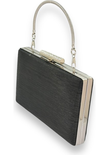 Siyah Renk Ithal Lazer Desenli Çizgili Metal Saplı Abiye Gece Çantası Nişan Düğün Davet Balo fiyatları