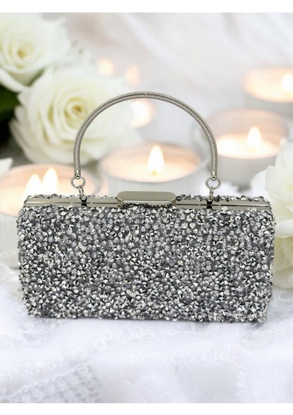 Iri Kristal Taşlı Gümüş Abiye Çantası fiyatları