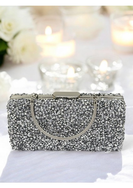 Iri Kristal Taşlı Gümüş Abiye Çantası modelleri