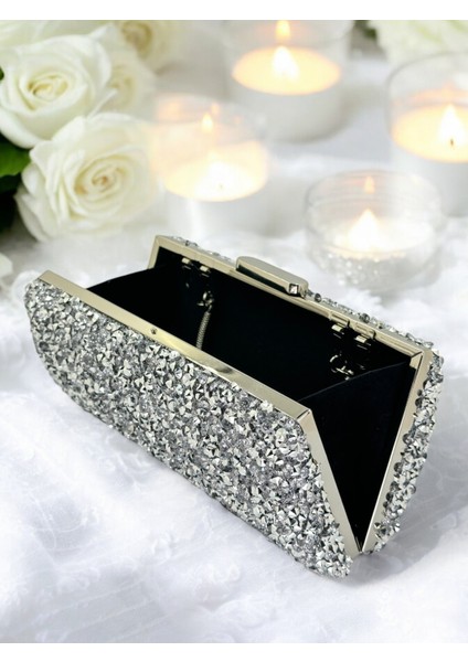 Iri Kristal Taşlı Gümüş Abiye Çantası indirimleri