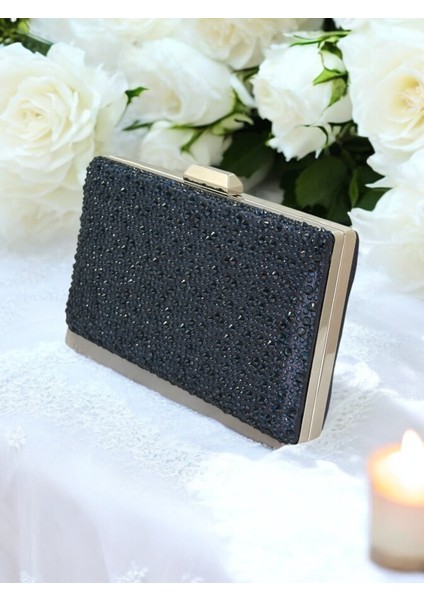 Lacivert Renk Kristal Taşlı Abiye Çanta Düğün Nişan Kına Mezuniyet