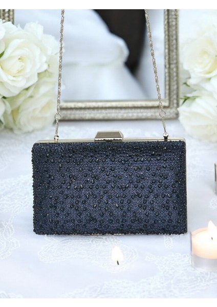 Lacivert Renk Kristal Taşlı Abiye Çanta Düğün Nişan Kına Mezuniyet fırsatları