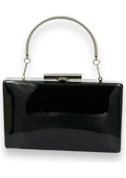 Kumsim Üzeri Silikon Kaplamalı Saplı Kulplu Ithal Abiye Çanta Gece Çantası Düğün Nişan Kına