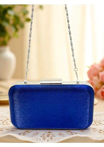 Lacivert Renk Simli Saten Kadın Abiye Çanta Düğün Nişan Mezuniyet indirimleri