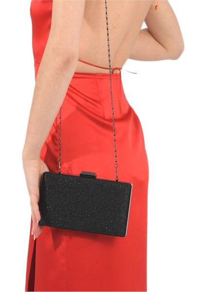 Siyah Renk Simli Siyah Kasalı Abiye Çanta Gece Çantası Nişan Düğün Çantası modelleri