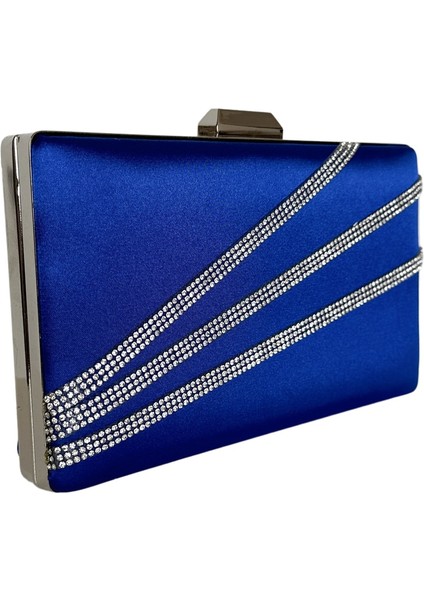 Saks Mavisi Renk Saten Gümüş Kasalı Gümüş Taşlı Abiye Çanta Gece Çantası Düğün Nişan Portföy fiyatları
