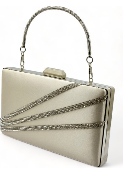 Ten Nude Renk Saten Gümüş Kasalı Gümüş Taşlı Abiye Çanta Gece Çantası Düğün Nişan Portföy fiyatları