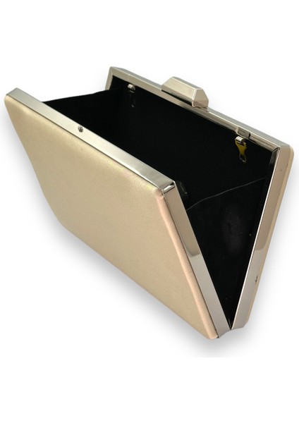 Ten Nude Renk Saten Gümüş Kasalı Gümüş Taşlı Abiye Çanta Gece Çantası Düğün Nişan Portföy modelleri