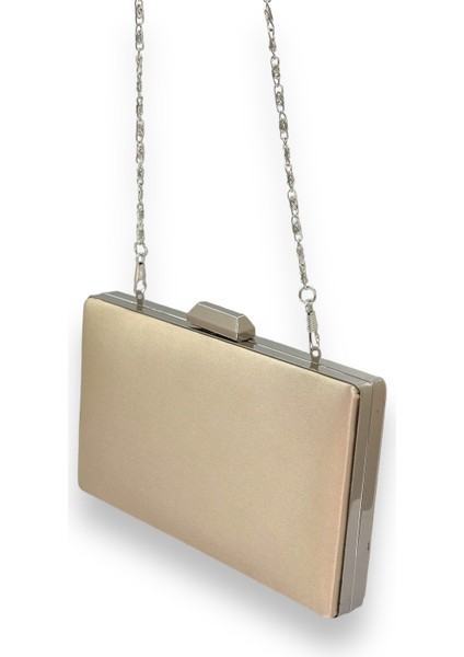 Ten Nude Renk Saten Gümüş Kasalı Gümüş Taşlı Abiye Çanta Gece Çantası Düğün Nişan Portföy indirimleri