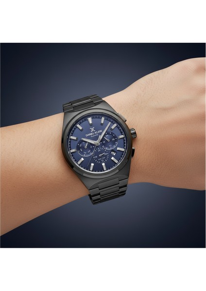 DKE.1.14069.6 Füme Lacivert Gece Mavisi Fonksiyonlu Çelik Kordonlu Takvimli Premium Erkek Kol Saati fiyatları