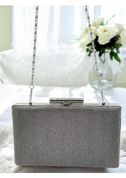 Antrasit Gri Platin Renk Taş Sim Dökülmeyen Sim Kadın Abiye Çanta Düğün Nişan Mezuniyet fırsatları