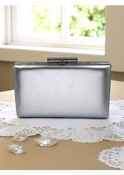 Gümüş Gri Lame Renk Mat Cilt Deri Kadın Abiye Çanta Düğün Nişan Mezuniyet fiyatları