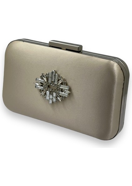 Ten Nude Renk Saten Gümüş Kasalı Gümüş Taşlı Abiye Çanta Gece Çantası Düğün Nişan Portföy fiyatları