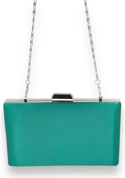 Yeşil Renk Saten Gümüş Kasalı Gümüş Taşlı Abiye Çanta Gece Çantası Düğün Nişan Portföy fırsatları