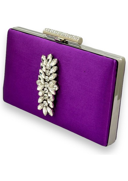 Mor Renk Saten Kristal Taşlı Abiye Çanta Gece Çantası Kına Gelin Mezuniyet Çantası Clutch Portföy fiyatları