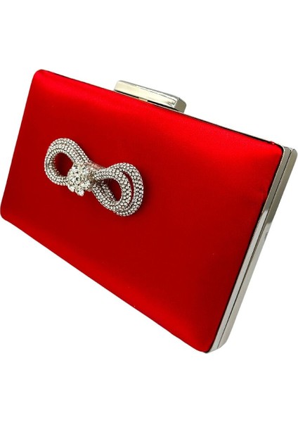 Kırmızı Renk Saten Gümüş Kasalı Gümüş Taşlı Abiye Çanta Gece Çantası Düğün Nişan Portföy fiyatları