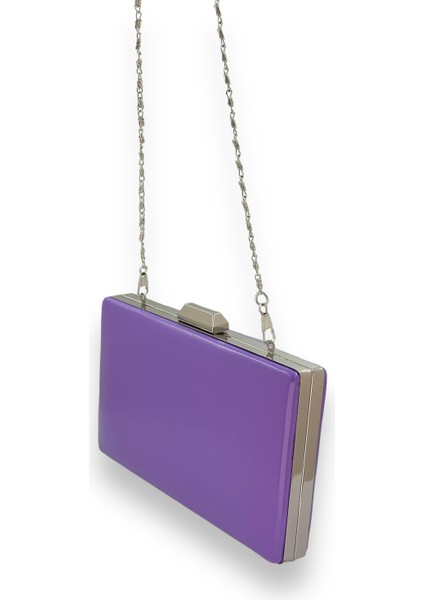 Mor Renk Cilt Deri Mat Deri Metal Saplı Abiye Çanta Gece Çantası Düğün Nişan Kına indirimleri