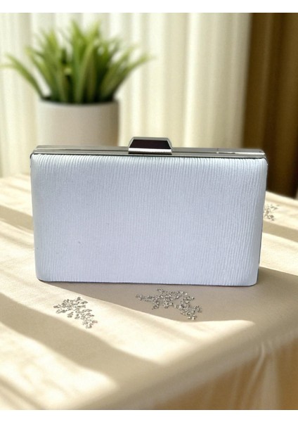 Gümüş Gri Renk Suyolu Desenli Saten Kadın Abiye Çanta Düğün Nişan Mezuniyet fiyatları