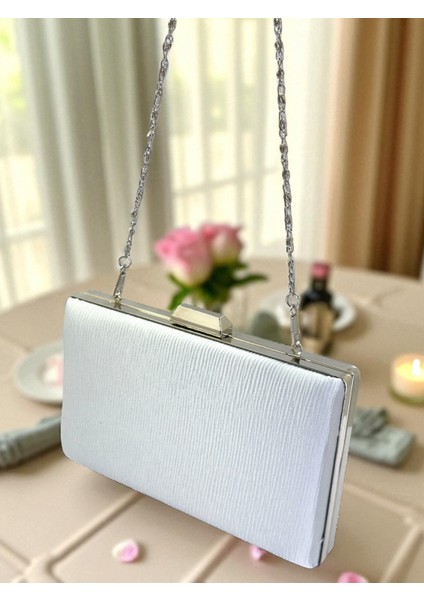 Gümüş Gri Renk Suyolu Desenli Saten Kadın Abiye Çanta Düğün Nişan Mezuniyet indirimleri