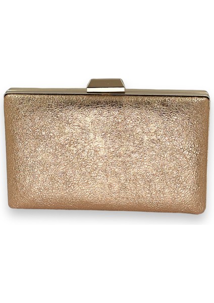 Rose Gold Kristal Desenli Mat Deri Metal Saplı Abiye Çanta Gece Çantası Kına Düğün Nişan Çantası